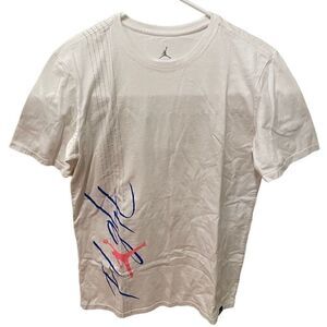 Authentic Nike Air Jordan Flight TShirt Adult M Striped White T-Shirt Streetwear